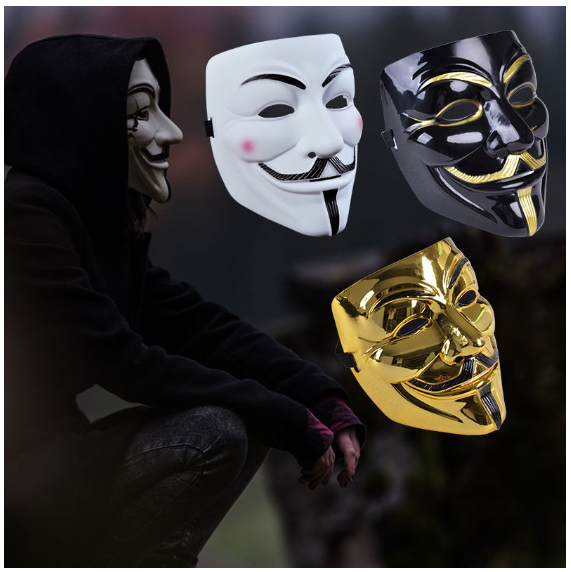 Mặt Nạ Hacker Chúa Anonymous Cực Ngầu (Vàng, Bạc, Đen, Trắng) - Phụ Kiện Hóa Trang, Cosplay Halloween